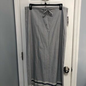 DKNY Pure Maxi Skirt 100% Cotton Large Grey Blue Stripe bottom NWT